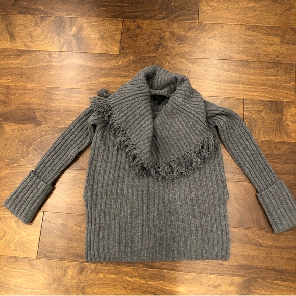Intermix grey rib sweater with multi style neck. Size small. - Picture 3 of 10